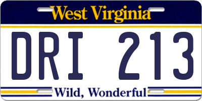 WV license plate DRI213