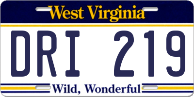 WV license plate DRI219
