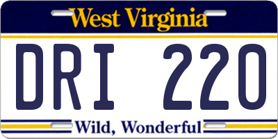 WV license plate DRI220