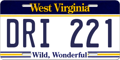 WV license plate DRI221