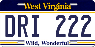 WV license plate DRI222