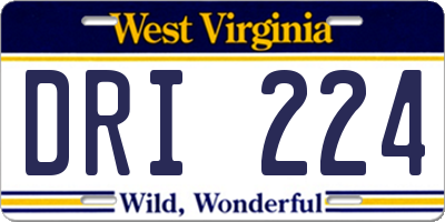 WV license plate DRI224