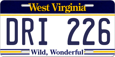 WV license plate DRI226