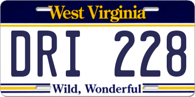 WV license plate DRI228