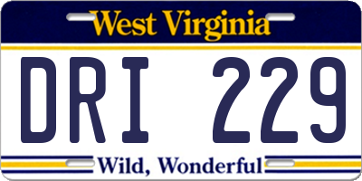 WV license plate DRI229