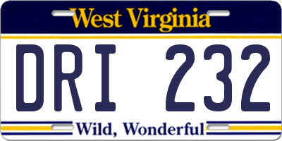 WV license plate DRI232