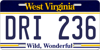 WV license plate DRI236