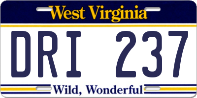 WV license plate DRI237