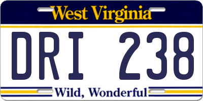 WV license plate DRI238