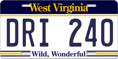 WV license plate DRI240