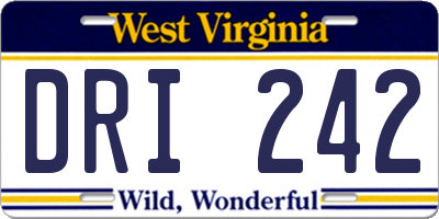 WV license plate DRI242