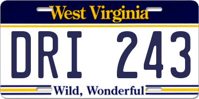 WV license plate DRI243
