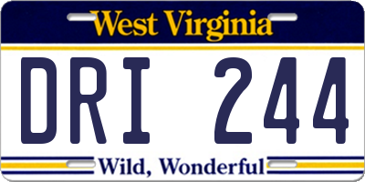 WV license plate DRI244
