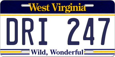 WV license plate DRI247