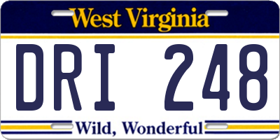 WV license plate DRI248