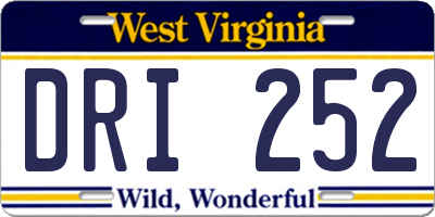 WV license plate DRI252