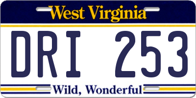 WV license plate DRI253