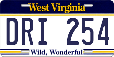 WV license plate DRI254