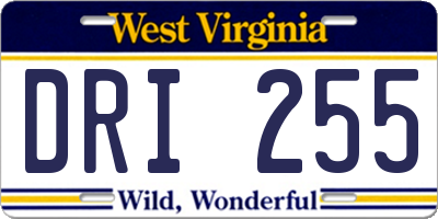 WV license plate DRI255