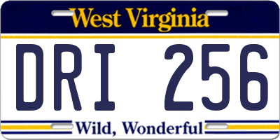 WV license plate DRI256