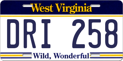 WV license plate DRI258