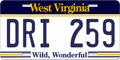 WV license plate DRI259