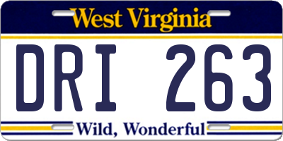 WV license plate DRI263