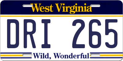 WV license plate DRI265
