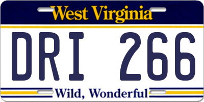 WV license plate DRI266