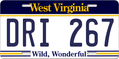 WV license plate DRI267