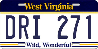 WV license plate DRI271