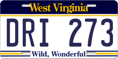 WV license plate DRI273