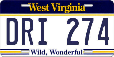WV license plate DRI274