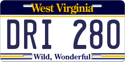 WV license plate DRI280