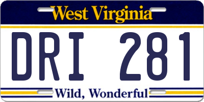 WV license plate DRI281