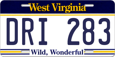 WV license plate DRI283