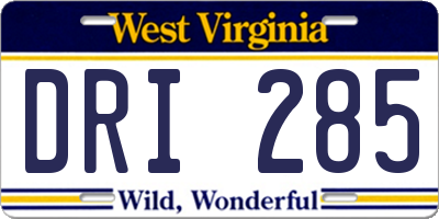 WV license plate DRI285