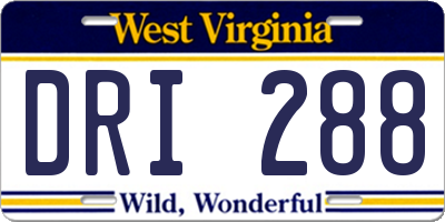 WV license plate DRI288