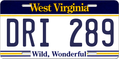 WV license plate DRI289