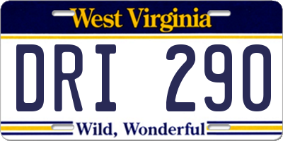 WV license plate DRI290