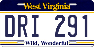 WV license plate DRI291