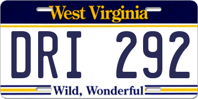 WV license plate DRI292