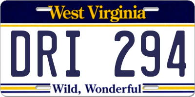 WV license plate DRI294