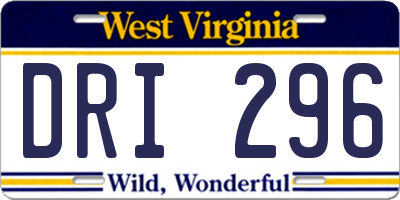 WV license plate DRI296