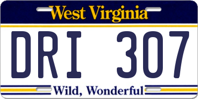 WV license plate DRI307