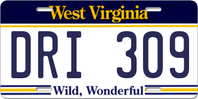 WV license plate DRI309