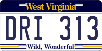WV license plate DRI313