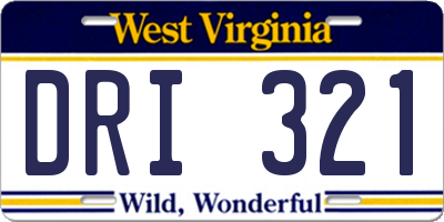WV license plate DRI321