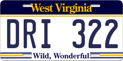 WV license plate DRI322