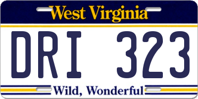 WV license plate DRI323